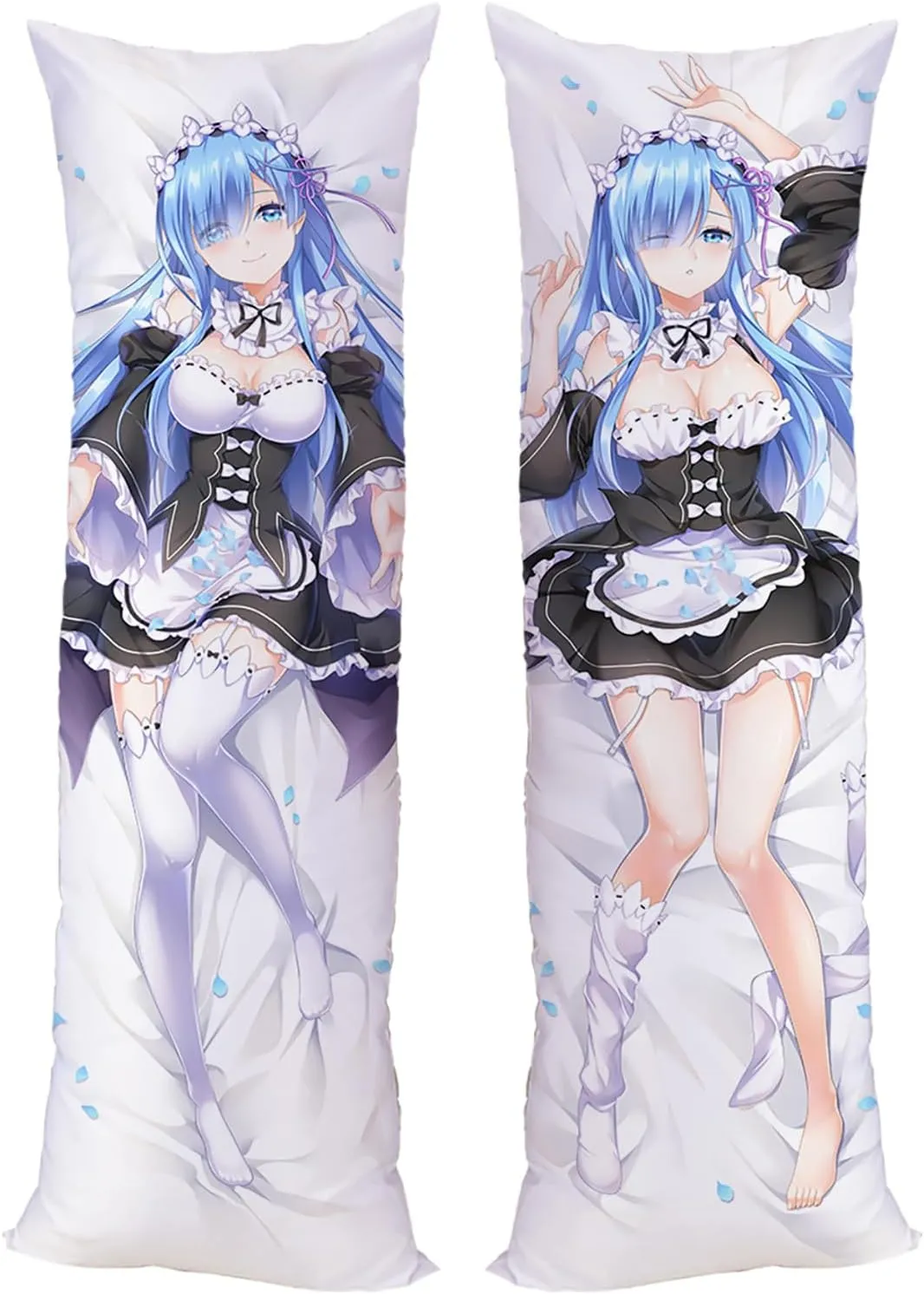 Anime Pillow Dakimakura Relife in A Different World from Zero Impact Rem 59 * 19.6inches (150x50cm) Peach Skin Hugging Pillowcase Otaku Bedding Double Sided Cushions Covers