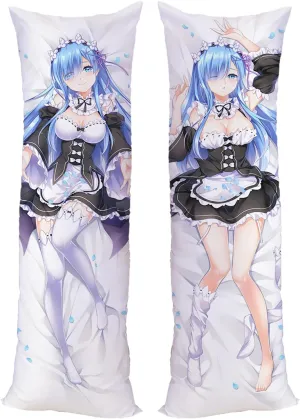 Anime Pillow Dakimakura Relife in A Different World from Zero Impact Rem 59 * 19.6inches (150x50cm) Peach Skin Hugging Pillowcase Otaku Bedding Double Sided Cushions Covers