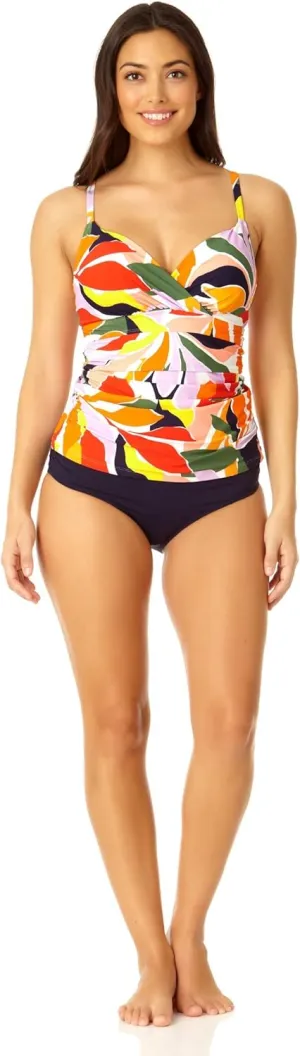 Anne Cole Underwire Surplice Tri Tankini Multi 36B/34C