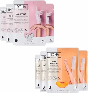 Anti-Aging Hand Mask (4 pairs)   Foot Mask with Peach Extract & Shea Butter (4 Pairs) -Anti-Aging Hand Mask with Hyaluronic Acid and Bakuchiol & Sauna-Effect Moisturizing Socks for Dry, Calloused Feet