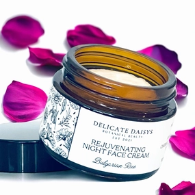 Anti-Aging Rejuvenating Night Face Cream with Shea Butter, Cocoa Butter, Bulgarian Rose Oil & Vitamin E - 1.69 fl oz - Natural, Organic, Vegan & Cruelty-Free