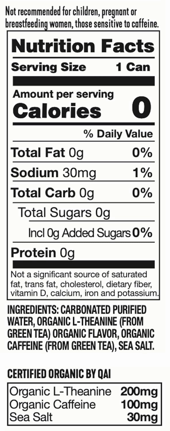 ARDOR ENERGY Sparkling Water White Peach 12 pack with 100mg Organic Caffeine from Green Tea & 200mg Organic L-Theanine (Focus & Calm). No Sugar. No Calories. Vegan. Gluten Free.