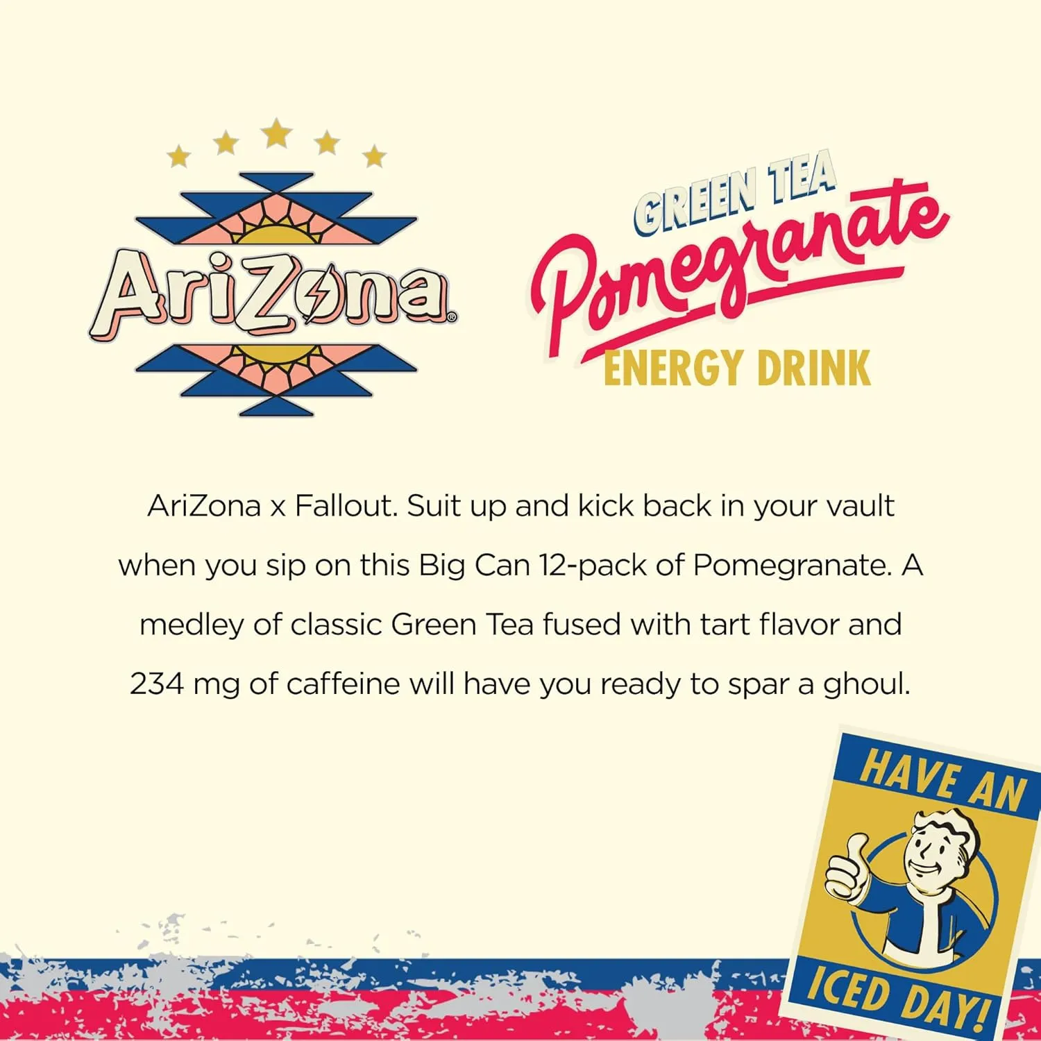 AriZona x Fallout Pomegranate Green Tea - 234mg Natural Caffeine per Can
