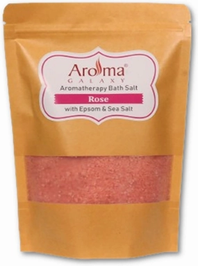 Aroma Galaxy Rose Bath Salt for Body & Foot Spa, Calming, Relaxing, Muscle Pain Relief, Aromatherapy Body Scrub 100% Pure & Natural Epsom, Sea Salt & Rose Essential Oil, 500gm
