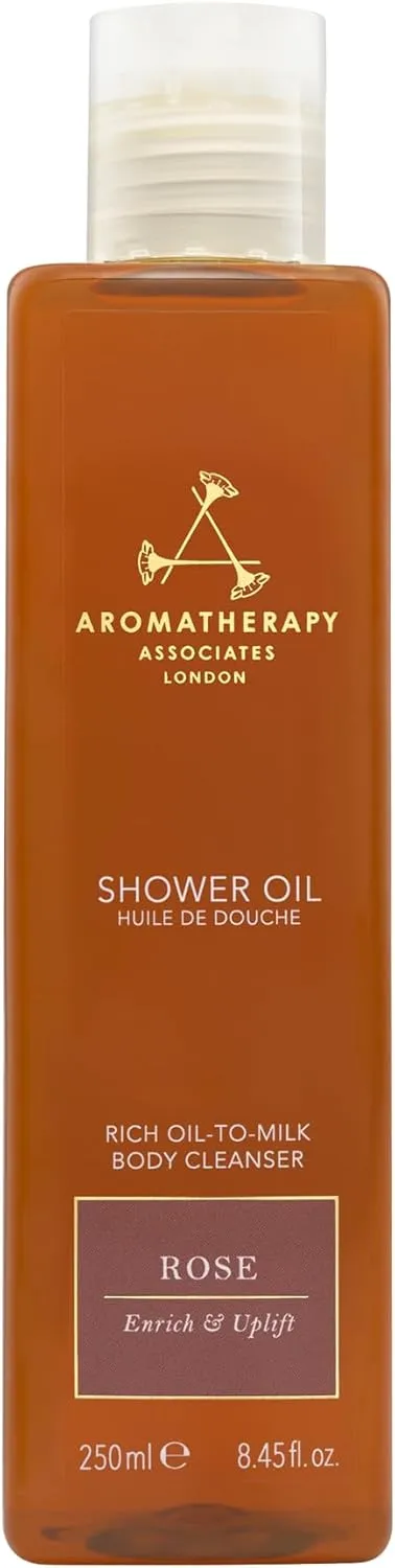Aromatherapy Associates Rose Shower Oil. Soothing Blend of Rose, Geranium and Palmarosa Essential Oils to Cleanse, Nourish and Moisturize (8.45 fl oz)