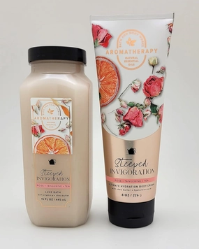 Aromatherapy - Invigoration - Rose Tangerine Tea - 2 pc Bundle - Luxe Bubble Bath 15 oz & Ultimate Hydration Body Cream – 8 oz - 2022