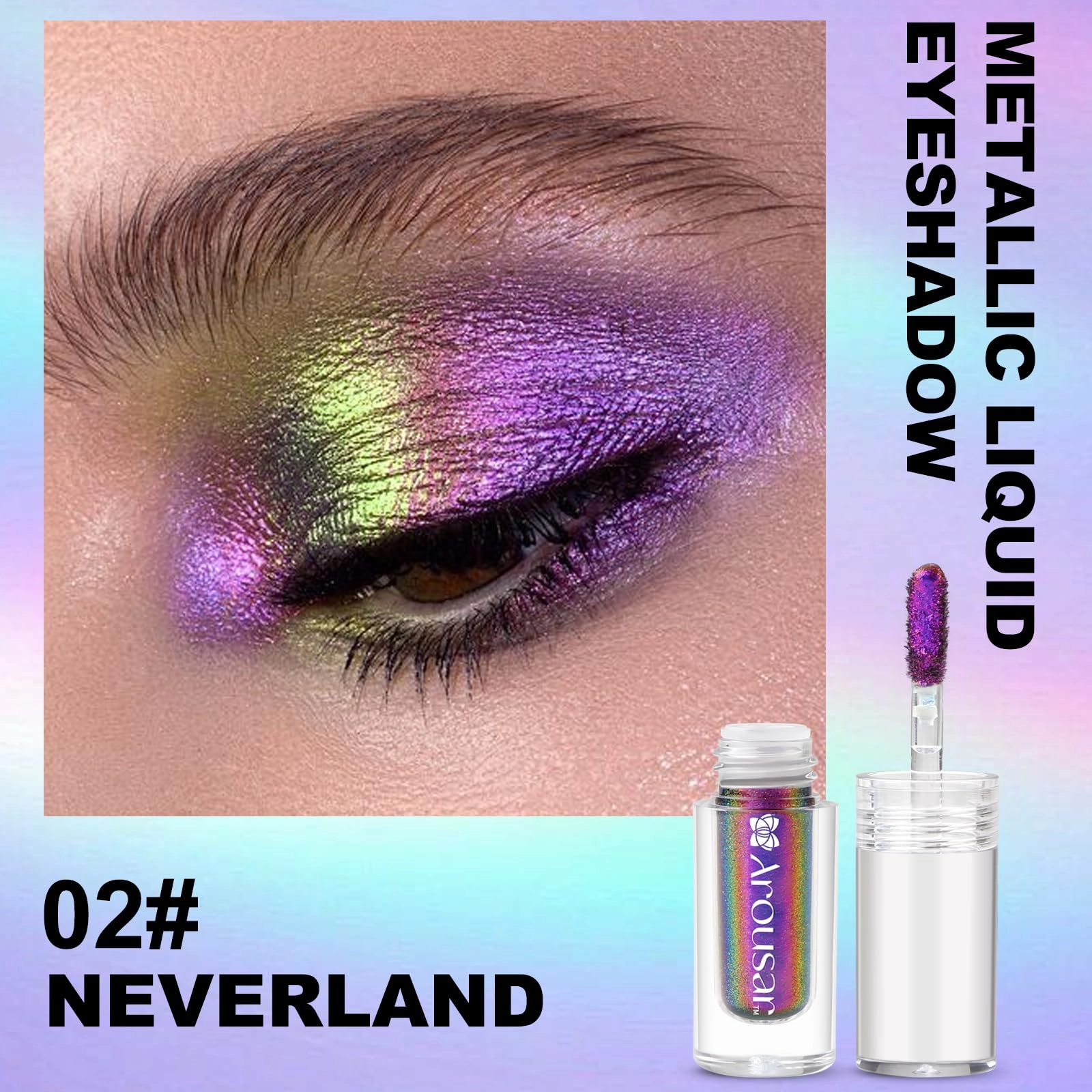 Arousar Metallic Liquid Eyeshadow 3pcs, Chameleon Metallic Eyeshadow Multi-Color Shifting, Highly Pigmented and Shimmer Eye Makeup, Long Lasting Cosmetics, 3 Colors