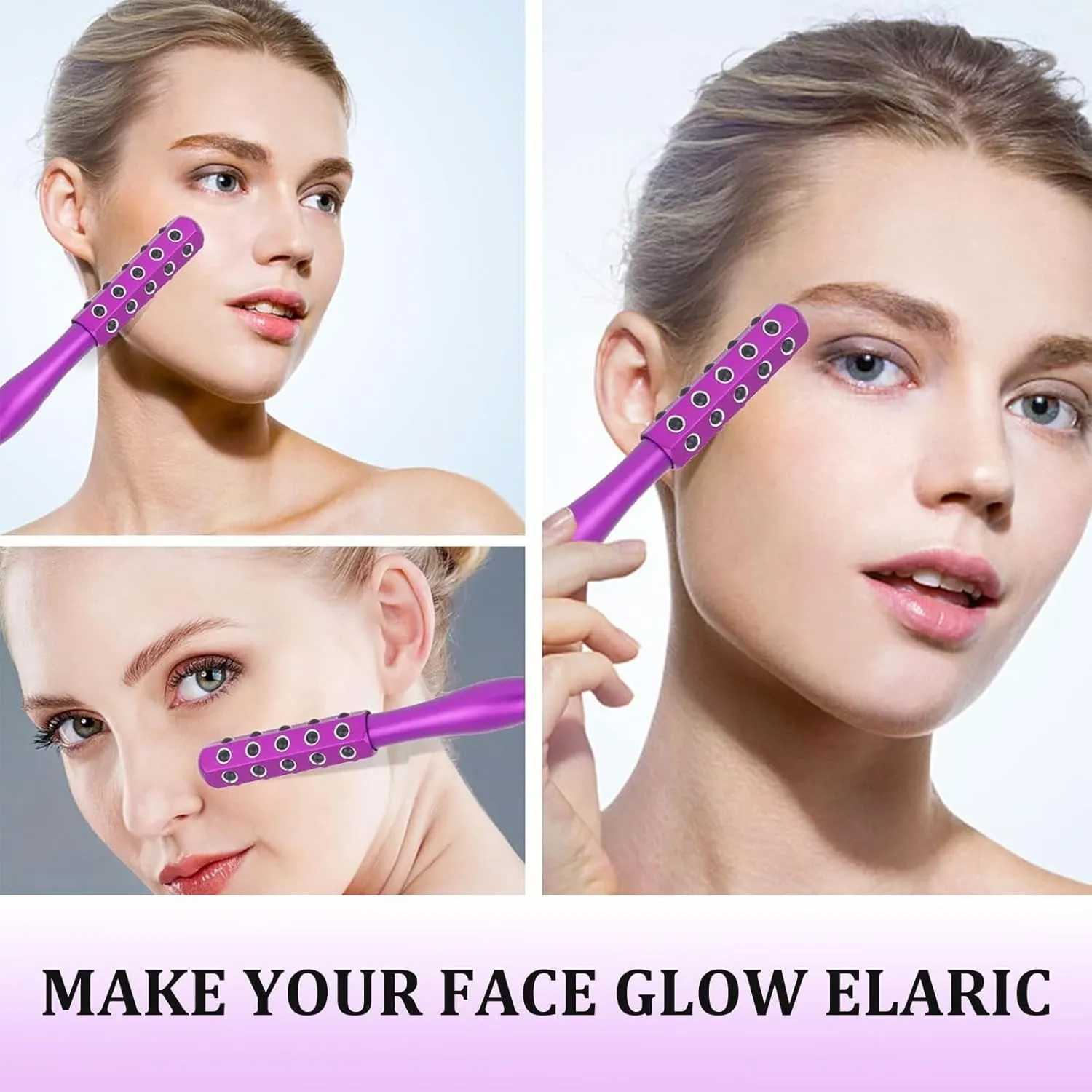 Arrily Face Roller, Elarique Face Roller, Beauty Sculptor Roller, Elarique Glow Sculpt - Beauty Roller, Uplift Facial Beauty Tool, Portable with Ergonomic Handle for Skincare (Gold)
