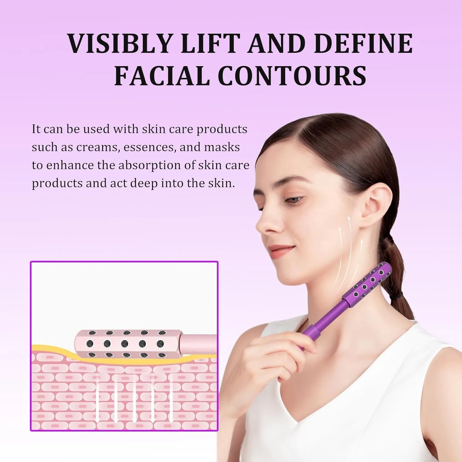 Arrily Face Roller, Elarique Face Roller, Beauty Sculptor Roller, Elarique Glow Sculpt - Beauty Roller, Uplift Facial Beauty Tool, Portable with Ergonomic Handle for Skincare (Gold)