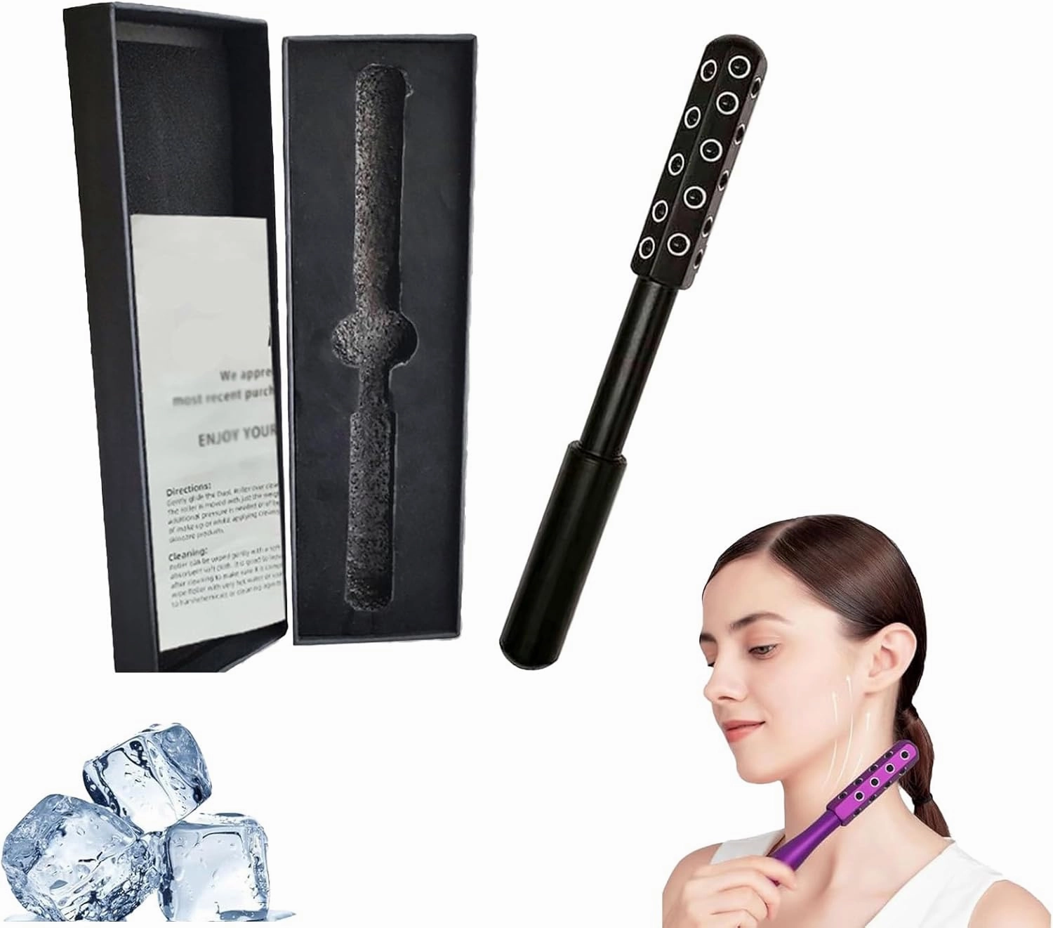 Arrily Face Roller, Facelift Pro Face Rollers, Elarique Glow Sculpting - Beauty Roller, Uplift Facial Massaging Beauty Tool, with Cooling & Sculpting, for Skincare (Black)