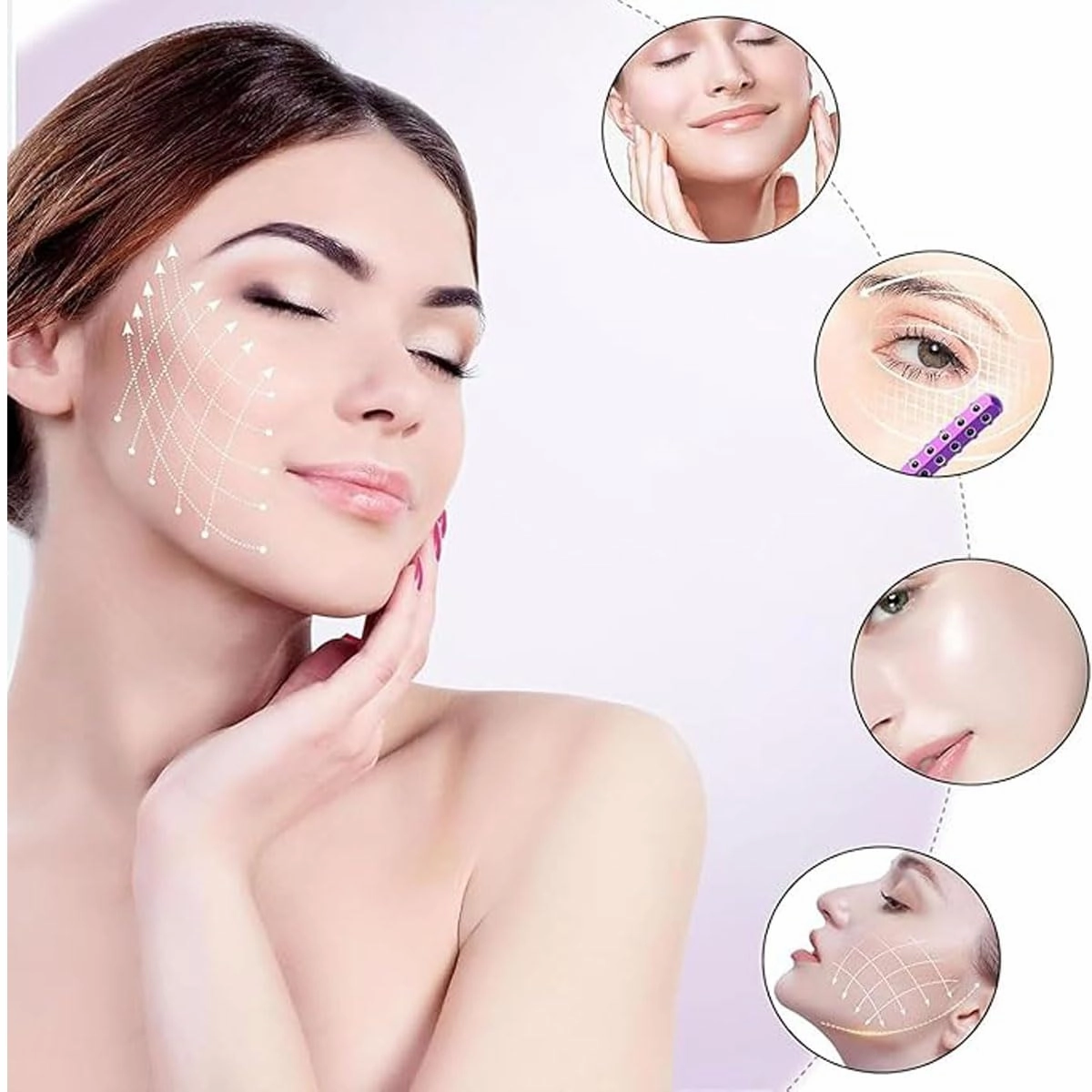 Arrily Face Roller,Germanium Stone Beauty Roller,30 Germanium Facial Lifting And Skin Care Roller,Portable Ergonomic Handle,Travel-Friendly Skincare Tool (rose gold)