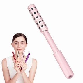 Arrily Face Roller,Germanium Stone Beauty Roller,30 Germanium Facial Lifting And Skin Care Roller,Portable Ergonomic Handle,Travel-Friendly Skincare Tool (rose gold)