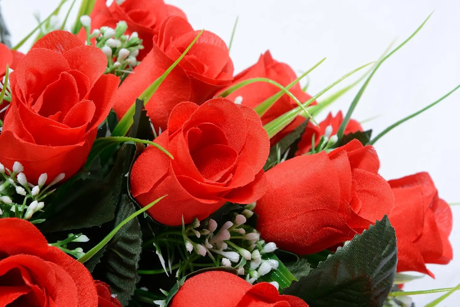 Artificial Cemetery Flowers for Grave, Artificial Rose Memorial Flowers with Vase for Cemetery Headstones Gravesites Decoration Long-Lasting Remembrance (Red)