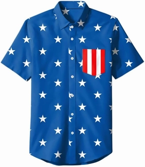Arvilhill Men American Flag Button Shirt 4th of July Short Sleeve Shirts (S-3XL)