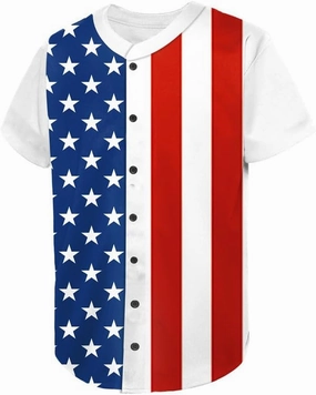 Arvilhill Men's American Flag Baseball Jersey 4th of July Button Shirts Short Sleeve Sports Uniform