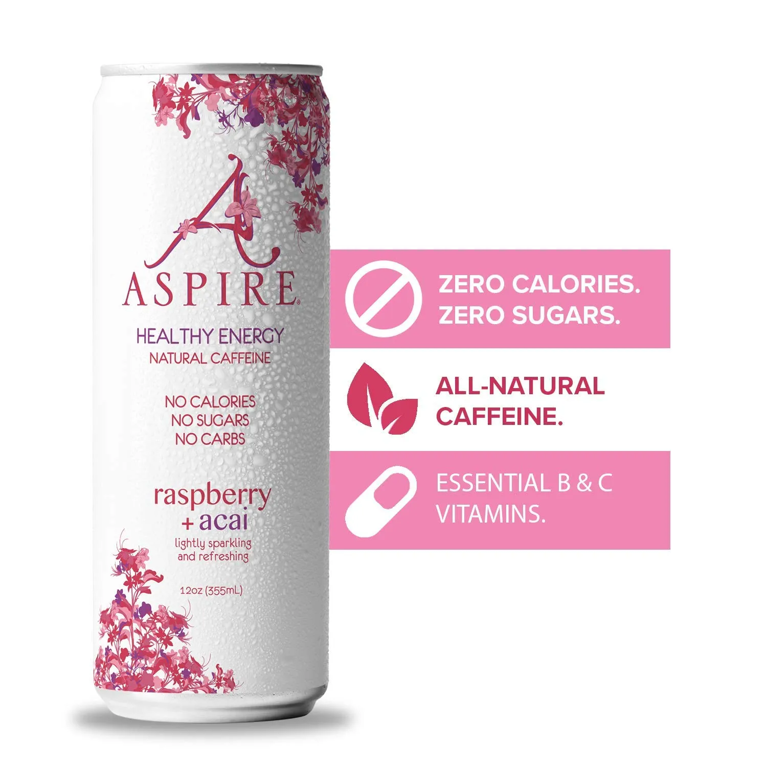 ASPIRE™ Healthy Energy, Calorie Burning, Zero Calorie, Zero Sugar Drink Raspberry   Acai 4-Pack