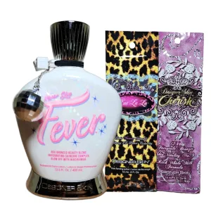 Australian Gold Designer Skin Fever Tanning Lotion 13.5 Fl Oz with Rue La La Packet and Cherish Packet