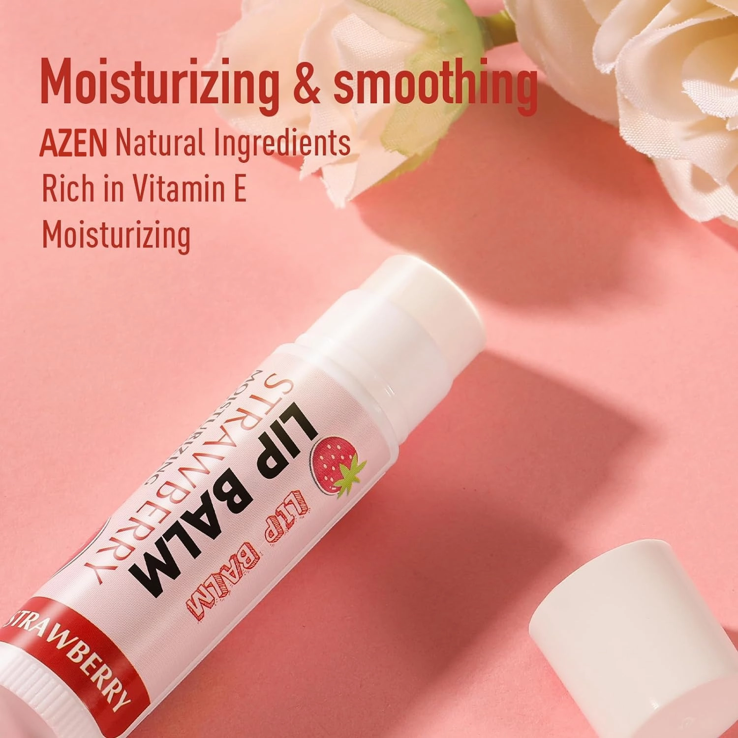 AZEN 50 Pack Lip Balm, Natural Lip Balm Bulk, Lip Care Product, Moisturizing Lip Balms for dry cracked lips - 12 Flavors