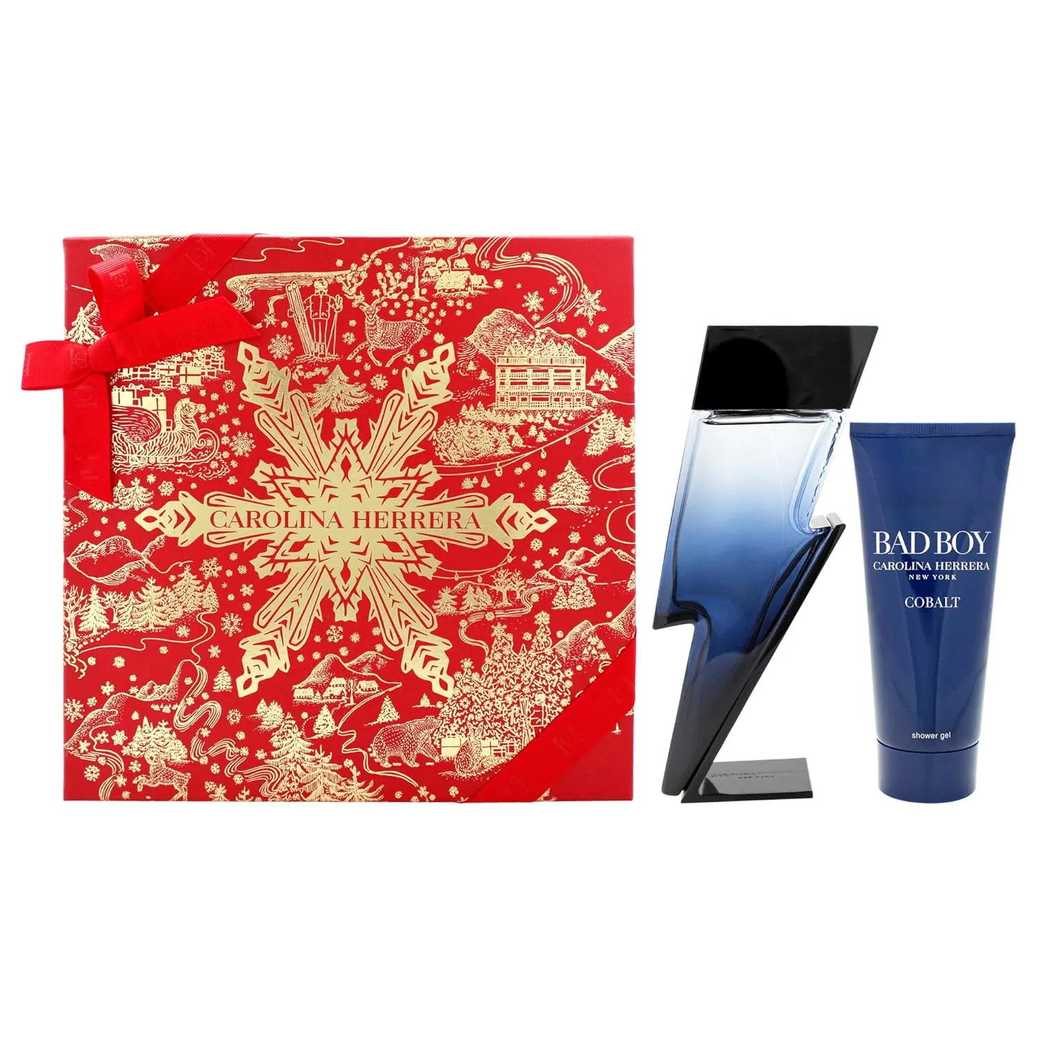 Bad Boy Cobalt Electrique Set by Carolina Herrera for Men - 2 Pc Gift Set 3.4oz EDP Spray, 3.4oz Shower Gel