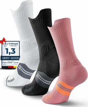 Bamboo Viscose Compression Running Crew Socks, Coolmax Moisture-Wicking Anti-Blister Hiking&Gym Athletic Socks