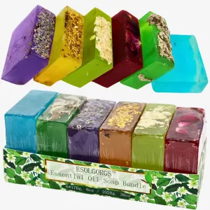 Bar Soap Made from Natural Oils 36oz,Plant Based Gift Set, With Premium Essential Oils, Dry Skin, Pack of 6(Rose, Lavender, Jasmine, Osmanthus, Mugwort, Cologne)