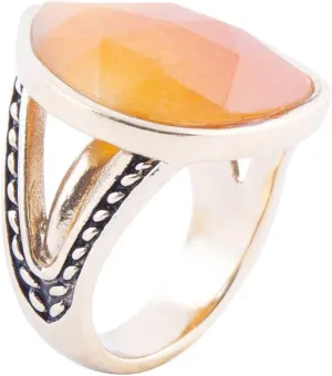 Barse Jewelry Sky Faceted Orange Quartz and Golden Bronze Statement Ring