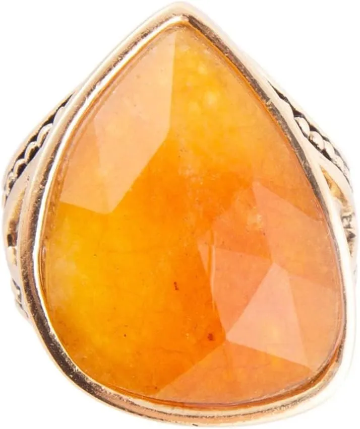 Barse Jewelry Sky Faceted Orange Quartz and Golden Bronze Statement Ring
