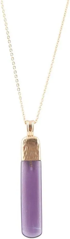 Barse Jewelry Straightaway Purple Amethyst Golden Necklace