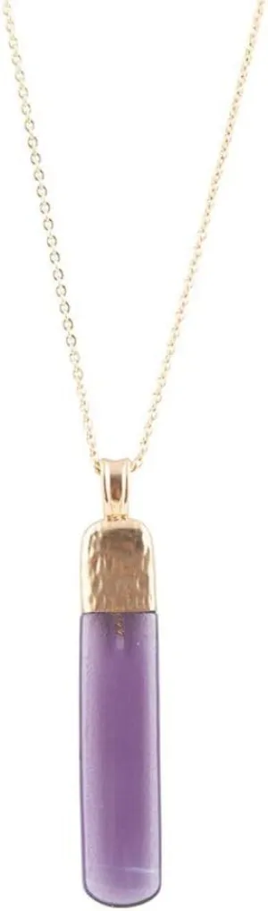 Barse Jewelry Straightaway Purple Amethyst Golden Necklace