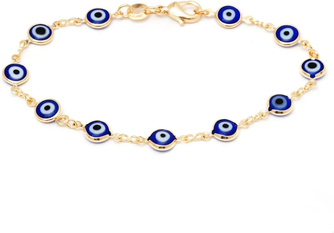 Barzel 18K Gold Plated Multicolored Evil Eye Bracelet for Women - Made in Brazil