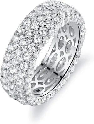 Barzel Women's Wide Eternity Ring Wedding Band - 18k White or Rose Gold Plated Wide Band Cubic Zirconia Eternity Ring