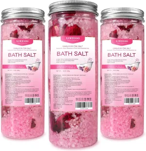 Bath Salts Kit Pack of 3 Natural Himalayan Pink Salt Bath Salts Gift Set Soak Tea Tree Oil for Women Bath Sea Salts - Relaxing - Epsom Salt - Body Spa Care Relaxing Soaks