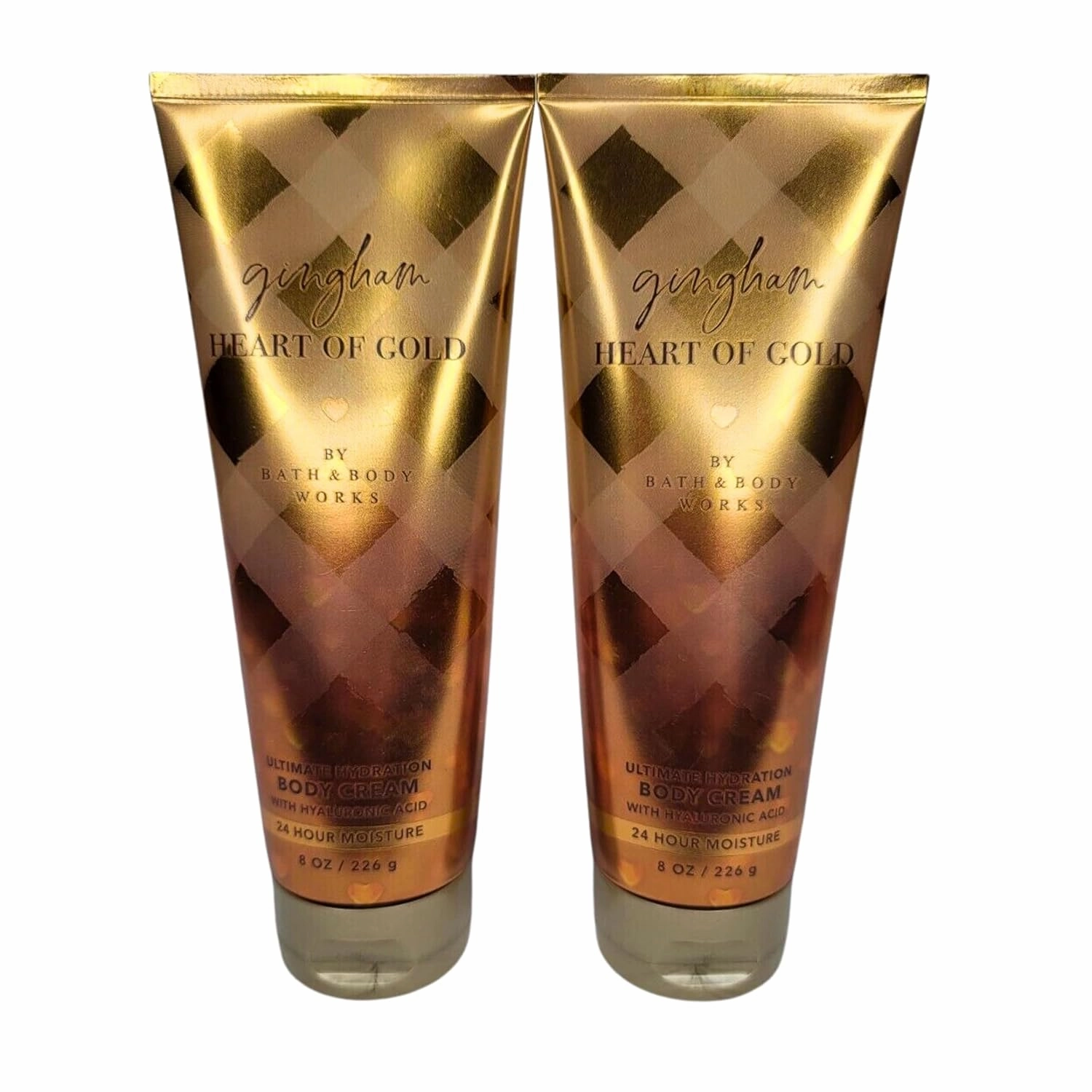 Bath & Body Works Body Cream, Gift Set of 2, 8oz Each (Gingham Heart of Gold)