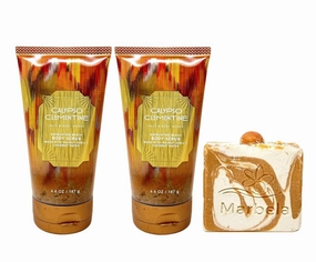Bath & Body Works Calypso Clementine 2 Piece Body Scrub Bundle with a Peach Gardenia Bar Soap - Full Size