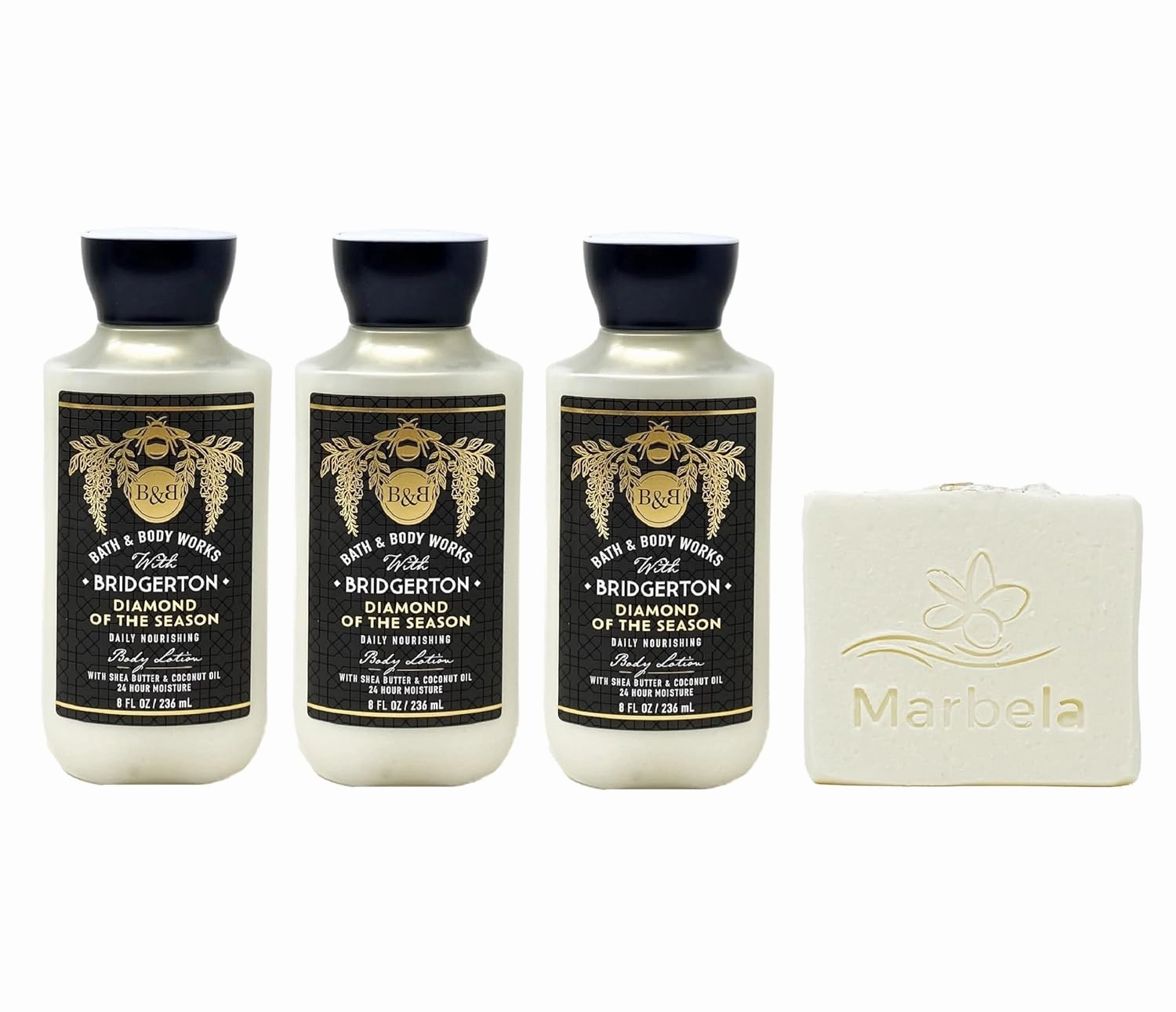 Bath & Body Works Diamond Of The Season 3 Piece Daily Nourishing Body Lotion Value Pack with a Natural Oats Bar Soap - Full Size