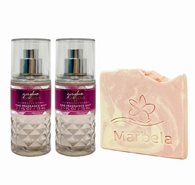 Bath & Body Works Gingham Gorgeous 2 Piece Fine Fragrance Mist Bundle with a Himalayan Salts Springs Sample Soap - Travel Size