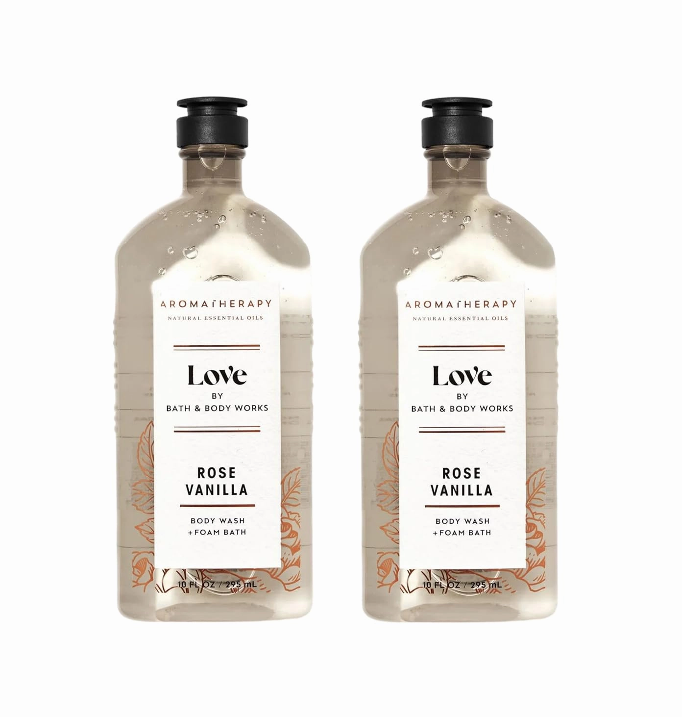 Bath and Body Works Aromatherapy Body Wash and Foam Bath 10 Fluid Ounc Pack Of 2 (ROSE VANILLA)