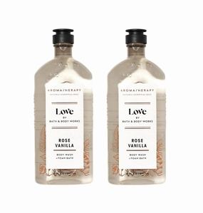 Bath and Body Works Aromatherapy Body Wash and Foam Bath 10 Fluid Ounc Pack Of 2 (ROSE VANILLA)
