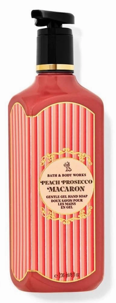 Bath Body Peach Prosecco Macaron Gentle Gel Hand Soap | 8 Fl Oz | Scented with Natural Essential Oils