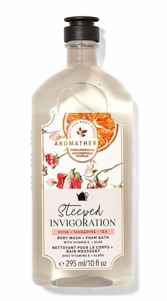 Bath Body Steeped Invigoration Rose Tangerine Tea Body Wash and Foam Bath 10 Fl Oz