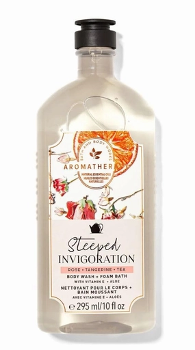 Bath Body Steeped Invigoration Rose Tangerine Tea Body Wash and Foam Bath 10 Fl Oz