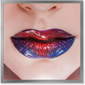 Beautiful Women Lips With Bright Lipstick Modern Framed Wall Art