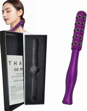 Beauty Roller, Glow Sculpting, Germanium Stone Face Roller, Uplift Facial Massaging Beauty Tool, Portable with, Ergonomic Handle, Cooling & Sculpting, for Up Lifting and Skin Care(Purple)