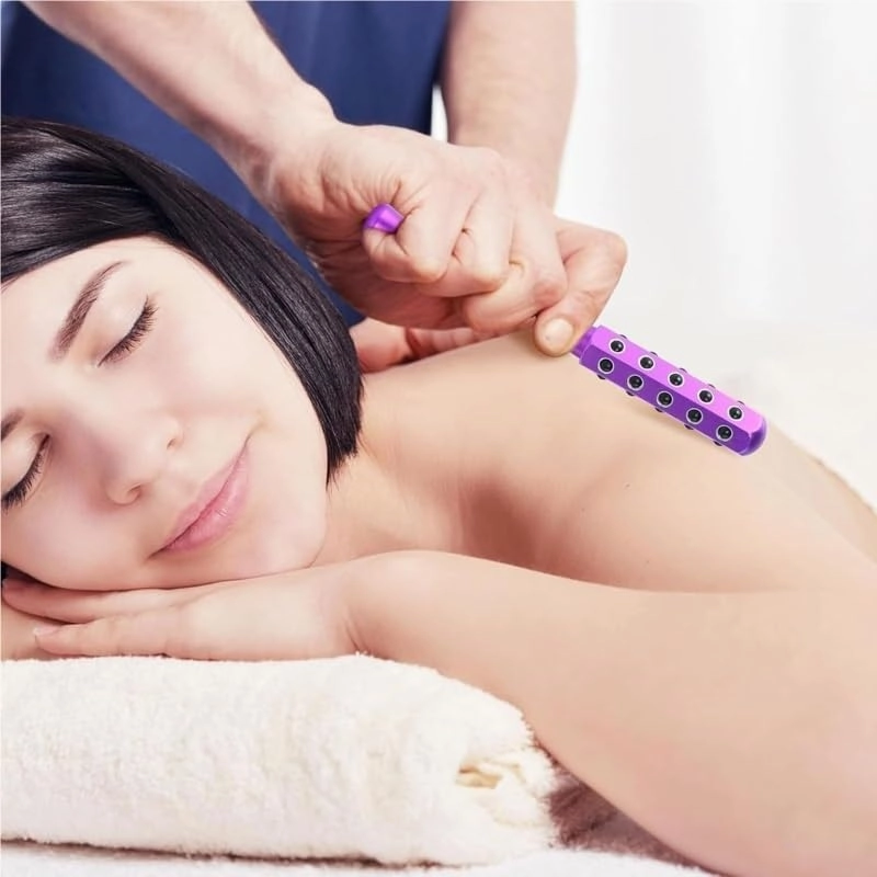 Beauty Roller, Glow Sculpting, Germanium Stone Face Roller, Uplift Facial Massaging Beauty Tool, Portable with, Ergonomic Handle, Cooling & Sculpting, for Up Lifting and Skin Care(Purple)