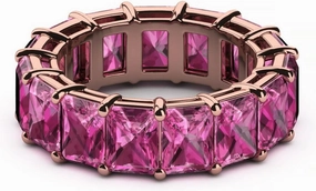 BeBold 7ct Wedding Ring Band Radiant Cut Created Pink Sapphire Full Eternity Rose Gold Plated