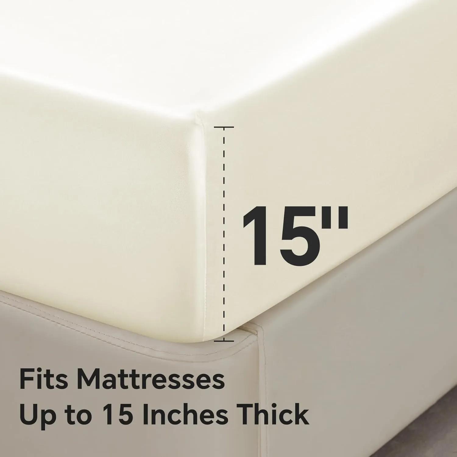 BEDELITE Satin Fitted Sheet and Pillowcases Set, Luxury Soft Similar to Silk Bottom Bedsheet with Elastic Corner Straps, Deep Pocket up to 15 Inch, 1 Fitted Sheet and 2 Pillowcases(Cal King, Beige)