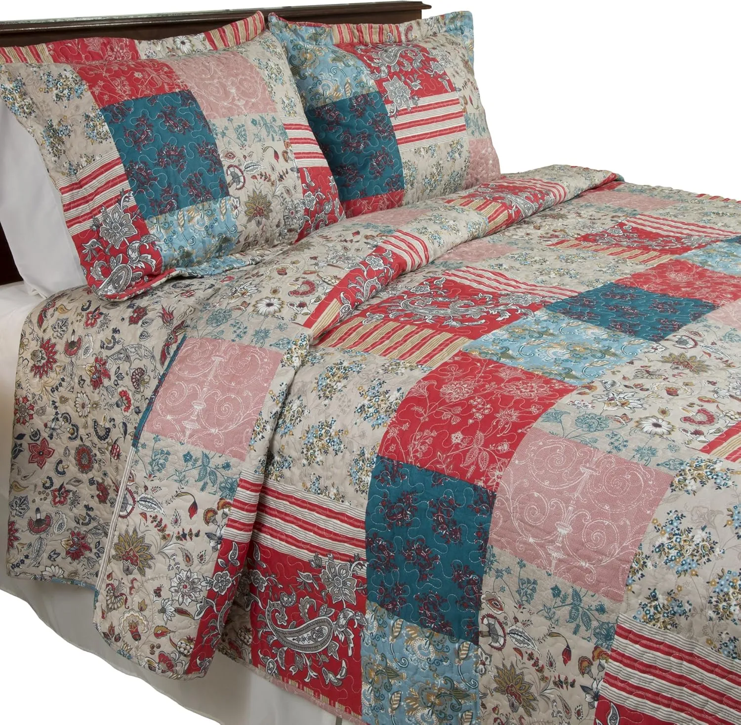 Bedford Home 3 Piece Mallory Quilt Set - King