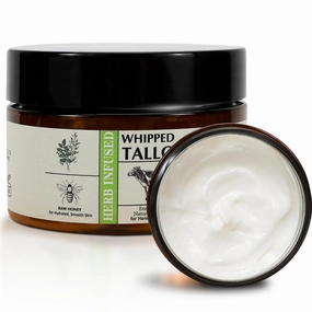 Beef Tallow for Skin 4.6 OZ Whipped Tallow Balm Natural Face and Body Butter with Raw Honey, Herbal Extracts, Grass-Fed Beef Tallow