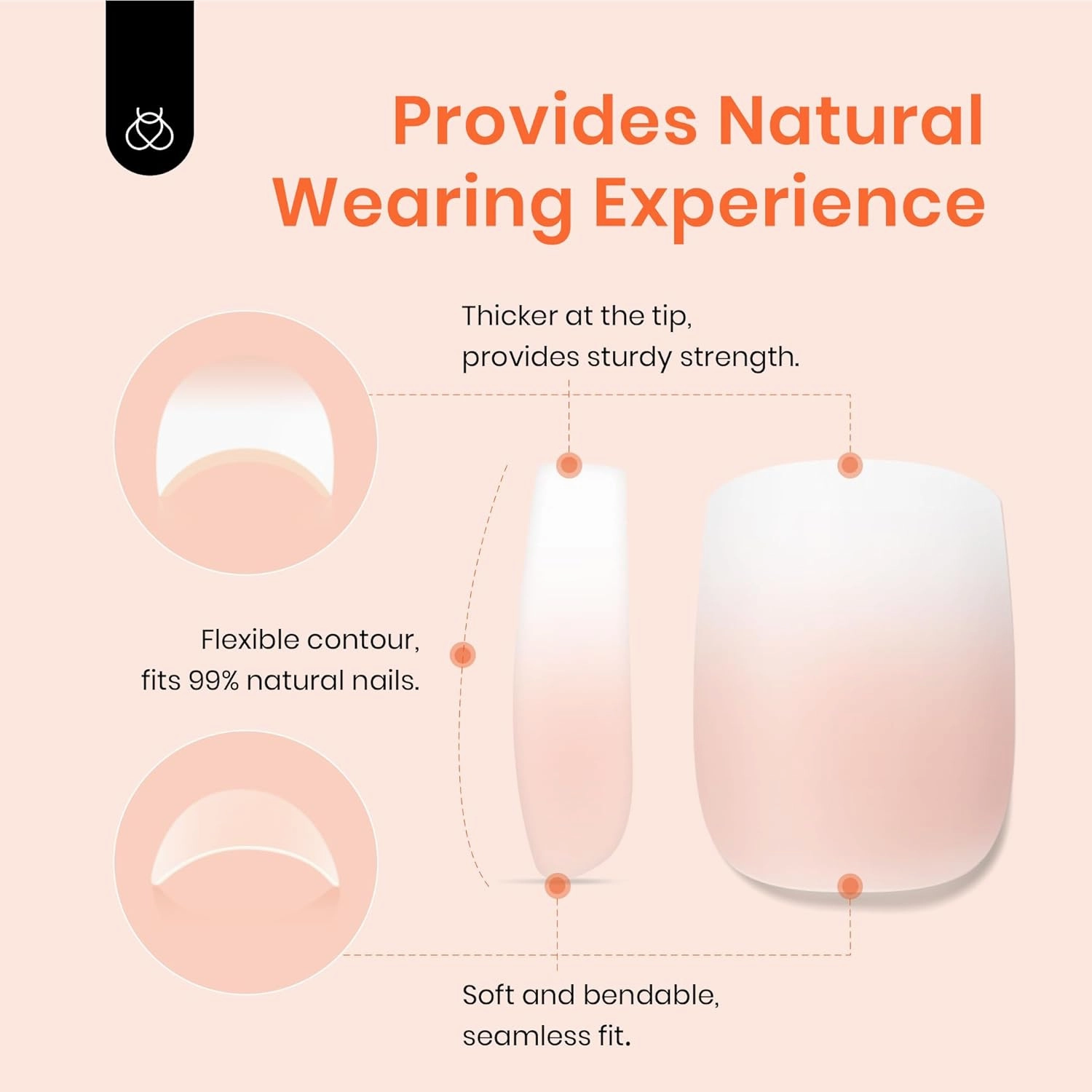 Beetles Ombre Short Square Press on Nails, 224Pcs Peach Square Ombre Press On Nails, 16 Sizes Reusable Fake Nails No Need to File Easy False Nail Tips for Nail Extension DIY Nails Gift for Women