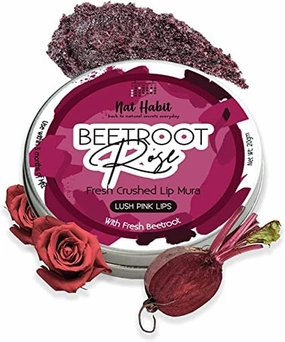 Beetroot Rose Lip Mura, Lip Scrub for Lip Lightening, Lip Mask for Dark Lips | Natural, Ayurvedic Lip Care | Fresh Kitchenmade, Desi Ghee, Raw Honey, Beetroot, Vitamin E | Dry Lips, 12g